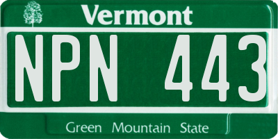 VT license plate NPN443