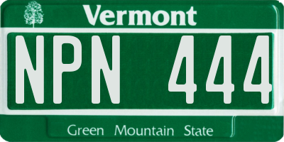 VT license plate NPN444