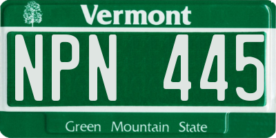 VT license plate NPN445