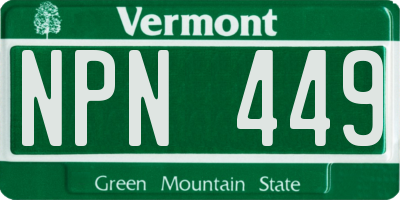 VT license plate NPN449