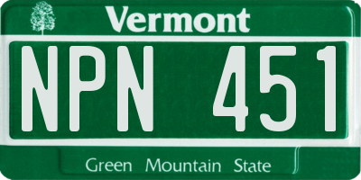 VT license plate NPN451