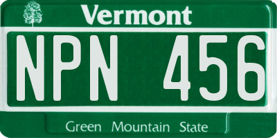 VT license plate NPN456