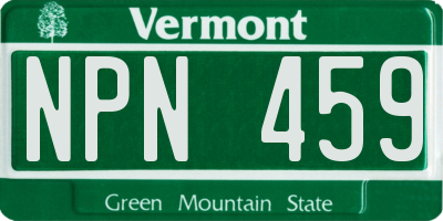 VT license plate NPN459