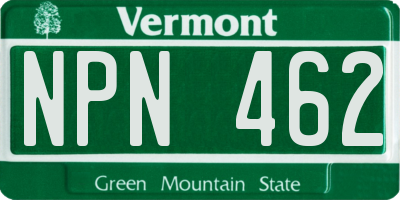 VT license plate NPN462