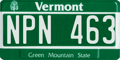 VT license plate NPN463
