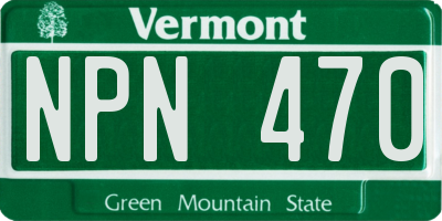 VT license plate NPN470
