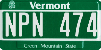 VT license plate NPN474