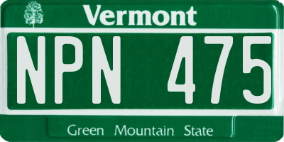 VT license plate NPN475