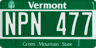 VT license plate NPN477