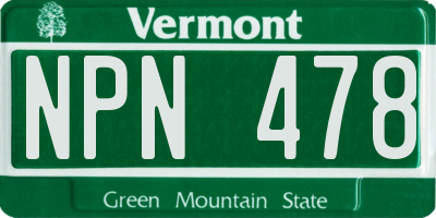 VT license plate NPN478