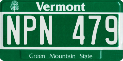 VT license plate NPN479