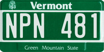 VT license plate NPN481
