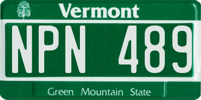 VT license plate NPN489