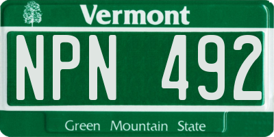 VT license plate NPN492
