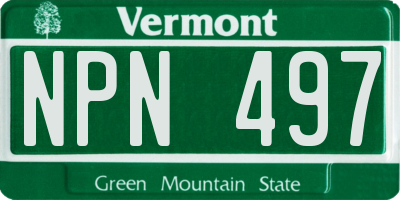 VT license plate NPN497