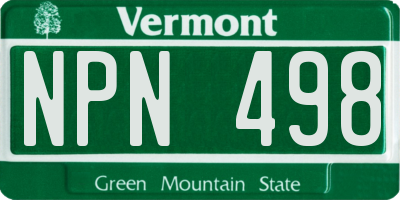 VT license plate NPN498