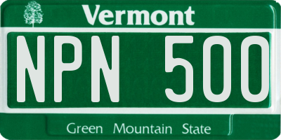 VT license plate NPN500