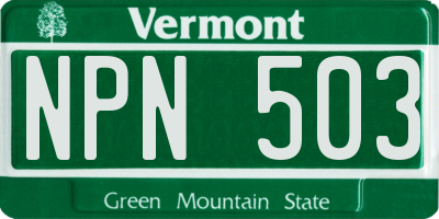 VT license plate NPN503