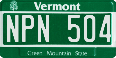 VT license plate NPN504