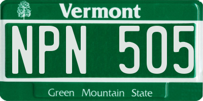 VT license plate NPN505