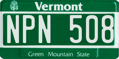 VT license plate NPN508