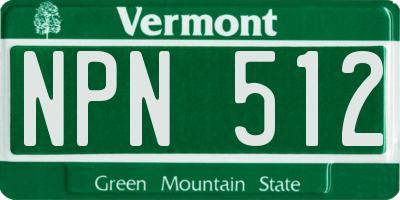 VT license plate NPN512