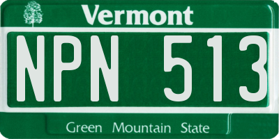 VT license plate NPN513