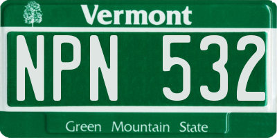 VT license plate NPN532