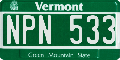 VT license plate NPN533