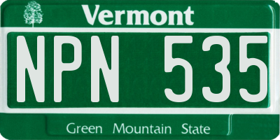VT license plate NPN535