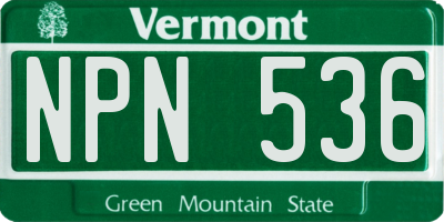 VT license plate NPN536