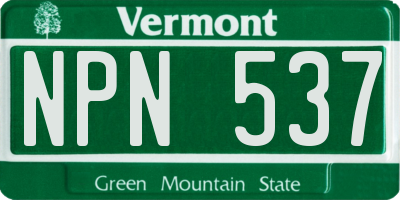 VT license plate NPN537