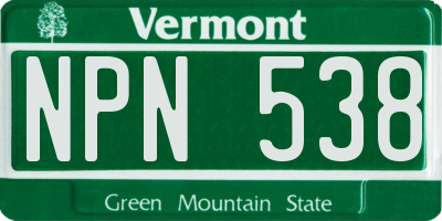 VT license plate NPN538