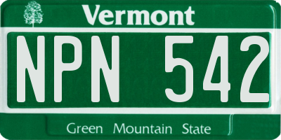 VT license plate NPN542