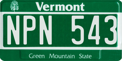 VT license plate NPN543