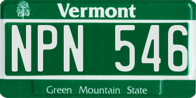 VT license plate NPN546