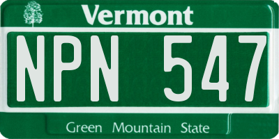 VT license plate NPN547