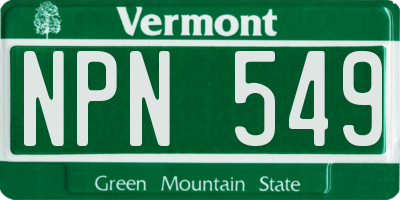 VT license plate NPN549