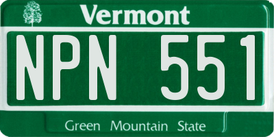 VT license plate NPN551