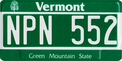 VT license plate NPN552