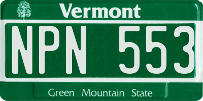 VT license plate NPN553