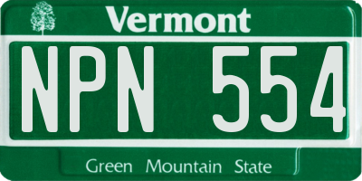 VT license plate NPN554