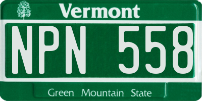 VT license plate NPN558