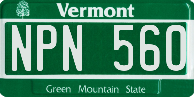 VT license plate NPN560