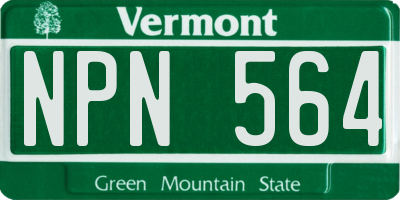 VT license plate NPN564