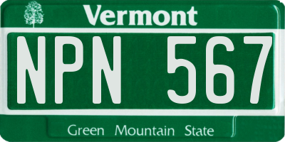 VT license plate NPN567