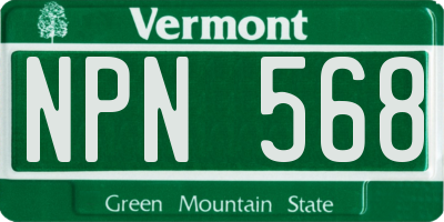 VT license plate NPN568
