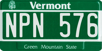 VT license plate NPN576