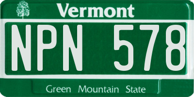 VT license plate NPN578