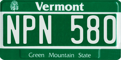 VT license plate NPN580